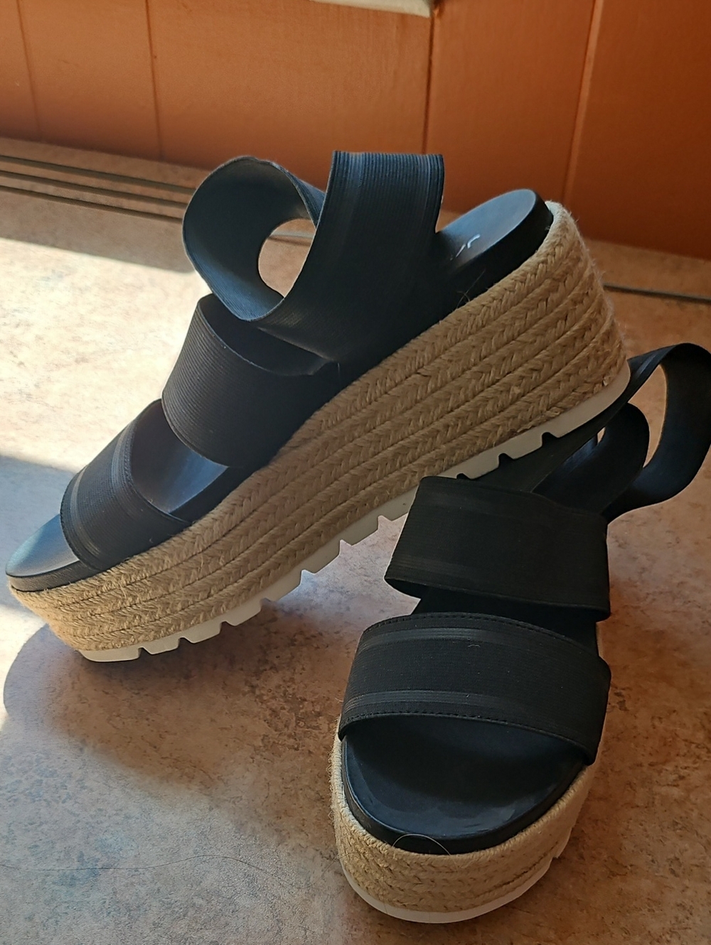 Platform Espadrille Sandals - Black